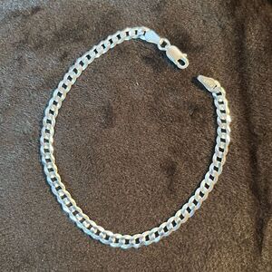 925 Italian Sterling Silver Cuban Link Bracelet 7.5”